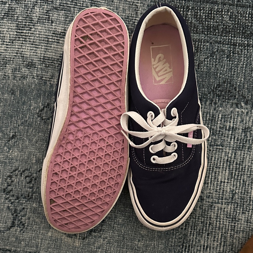 Vans Women's Black and Pink Canvas Sneakers